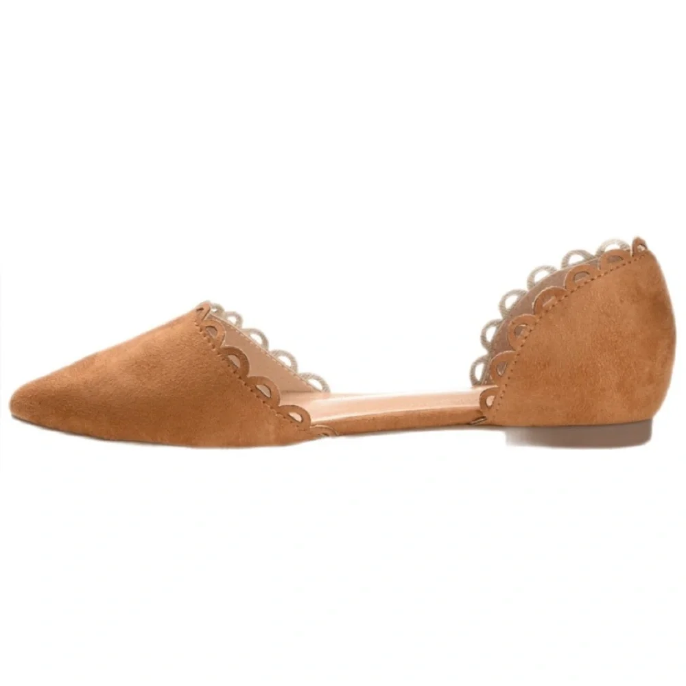 Journee Collection Jezlin Cognac Brown Faux Suede D’Orsay Flats NWT